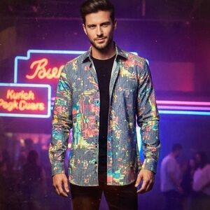 Artistic Textured Button Down Brandolini Shirt Statement S147
